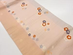 変わり横段に小花散らし模様織出し名古屋帯